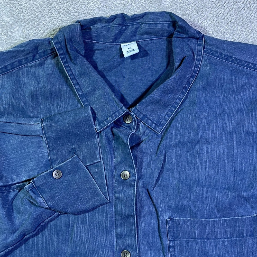 OLD NAVY Mens Long Sleeve Button Up Shirt‎ Dark Blue Tencel Lyocell XXL